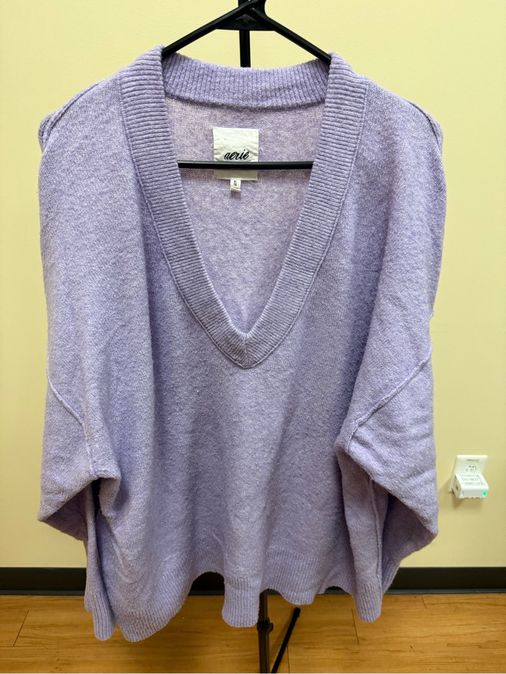 Aerie Oversized Lavender V Neck Sweater - XL